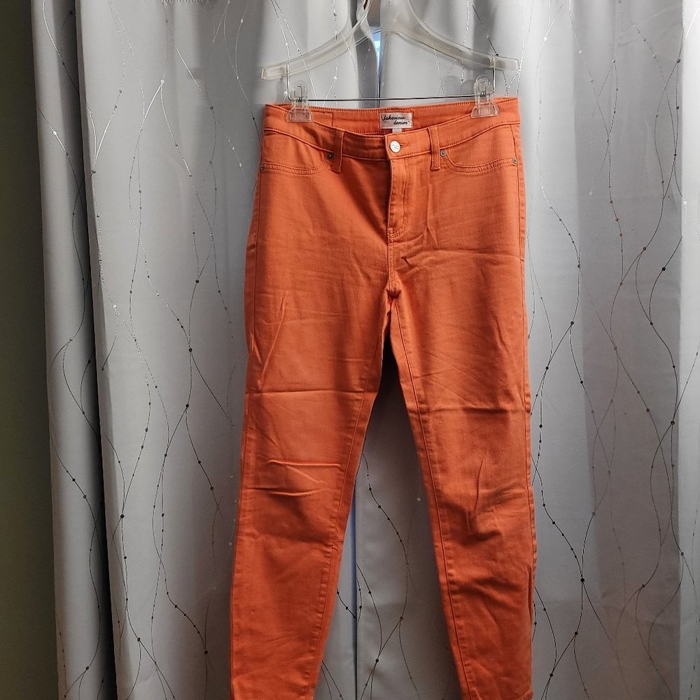 Coral colored stretchy jeans - EU